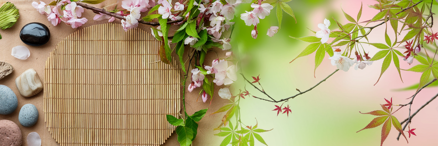Design a serene and nature-inspired website banne…